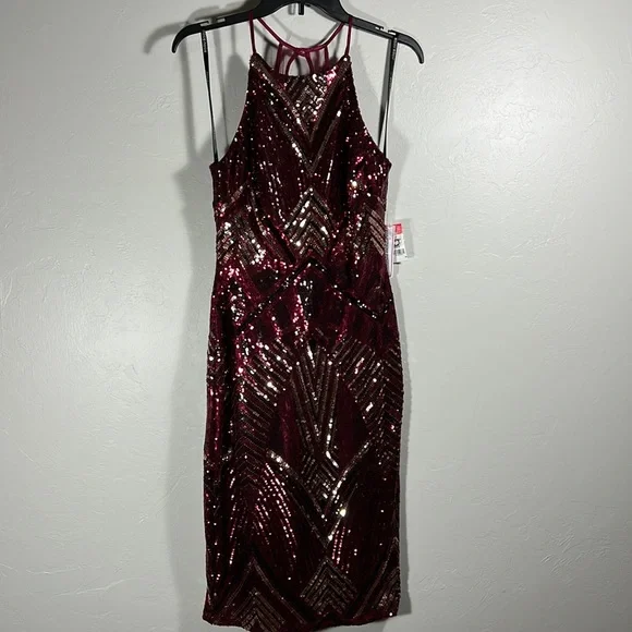 Bisou Bisou Dresses | Bisou Bisou Halter Sequins Dress - Womens 8 | Color: Gold/Tan | Size: 8 | Orchidig's Closet